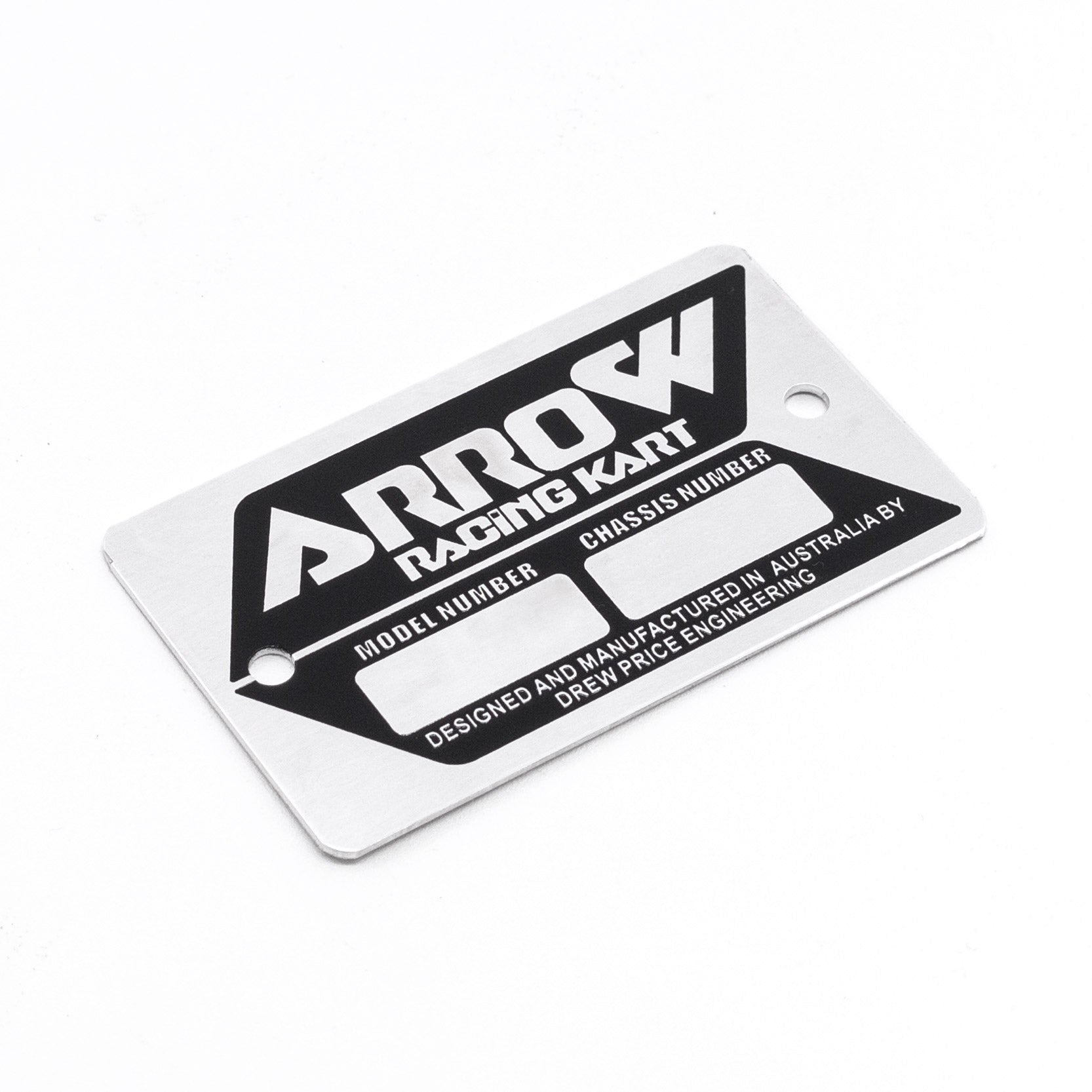 Arrow Racing Kart Chassis ID Plate