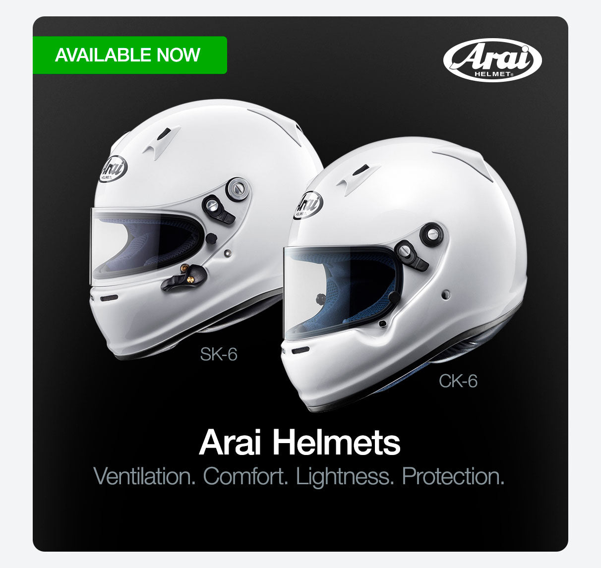Arai Helmets for karting. Arai SK-6. Arai CK-6