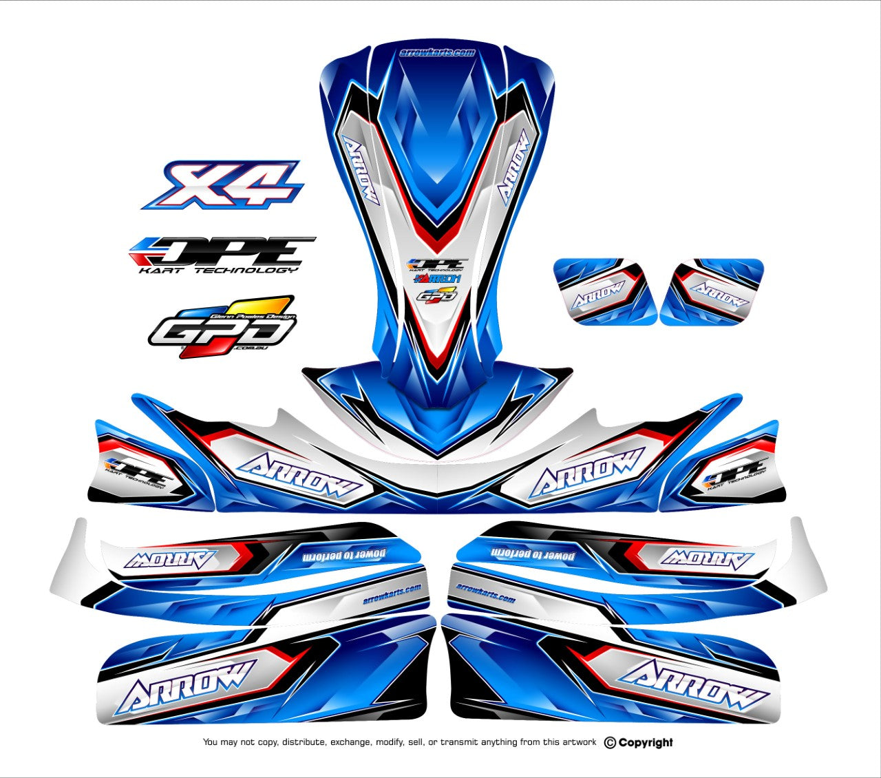 Arrow X4 Senior Go Kart Sticker Kit