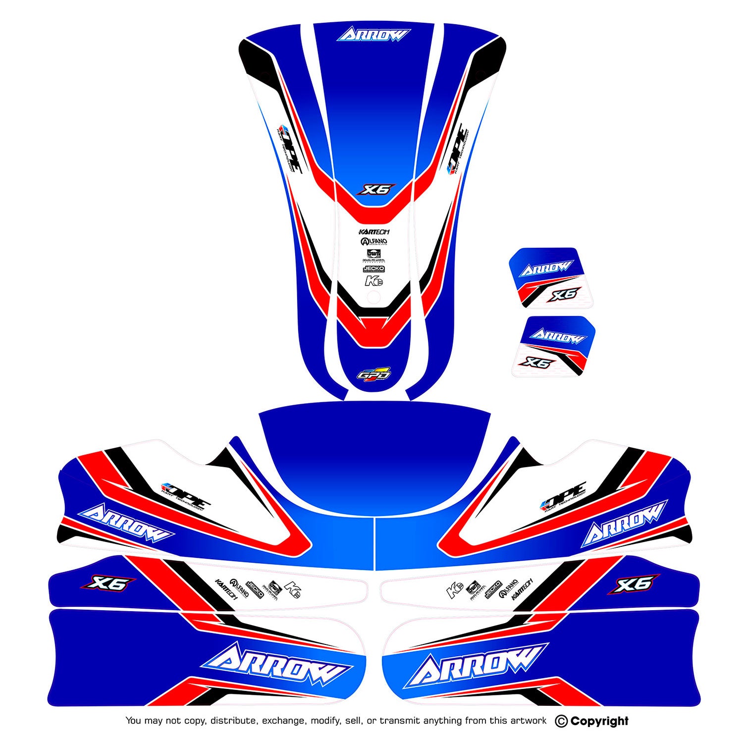 Arrow X6 Junior Go Kart Sticker Kit
