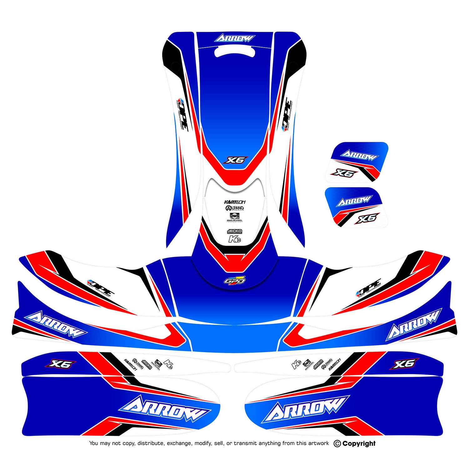 Arrow X6 Senior Go Kart Sticker Kit