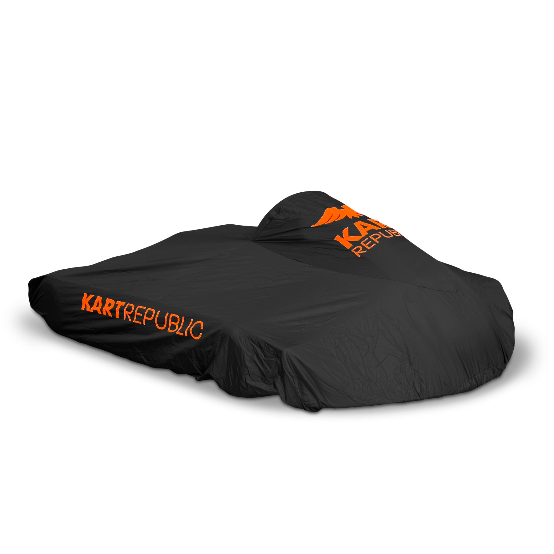 Kart Republic black go kart protective cover with orange KR logo