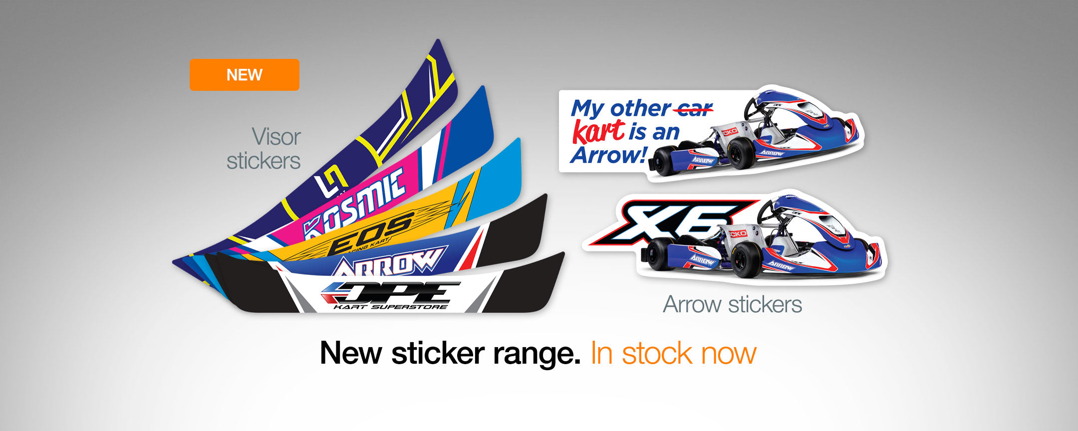 Kart Visor Stickers. Arrow Kart Stickers. Arrow Stickers. DPE Stickers. Kosmic Stickers. EOS Kart Stickers. LN Kart Stickers