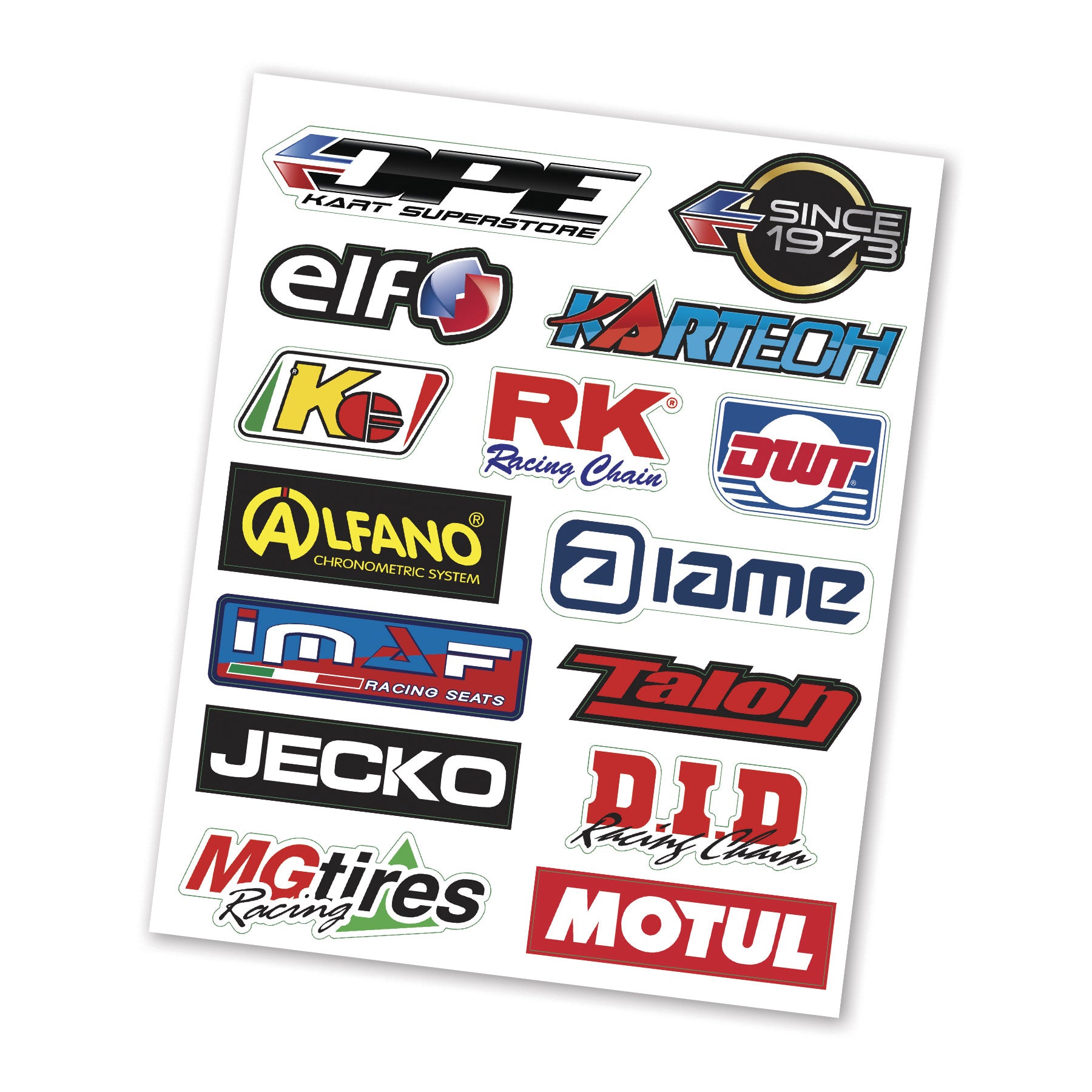 Go Kart brands self adhesive sticker sheet