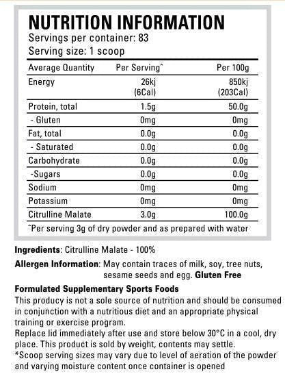 Precision Nutrition Citrulline Malate 250g Unflavoured