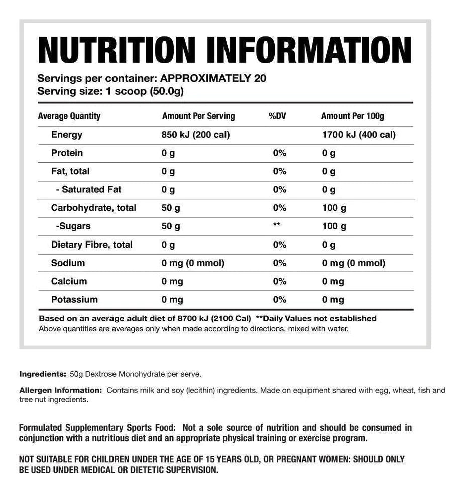 Precision Nutrition Dextrose 1kg Unflavoured